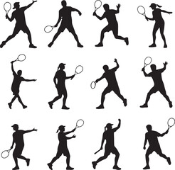 Tennis Player Silhouette Vector &ndash; Sports Design Collection

Tennis Racket and Ball Vector Bundle &ndash; Athlete Action Silhouettes

Tennis Silhouette Vector Set &ndash; Sport Icon and Logo Design