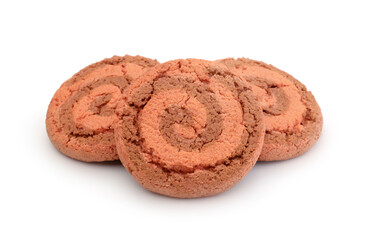 Pile of fresh cookies isolated on white.