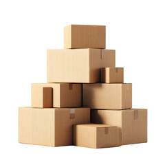 Obraz premium Stack of Cardboard Boxes Delivery Packaging Shipment, isolated on transparent background, perfect cutout, PNG