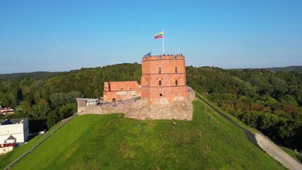 Gediminas Castle Tower on top of the Hill in Vilnius City Old Town