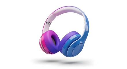 Gradient Wireless Headphones 3D Render on White Background.