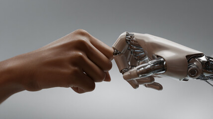 Robot Hand Technology Artificial Intelligence Futuristic Interaction Gesture Finger Connectivity Innovation Digital Cybernetic Mechanical Human Interface Electronics Science Development Modern Future