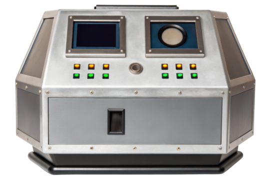 Retro futuristic science fiction computer console control panel isolated with transparent background