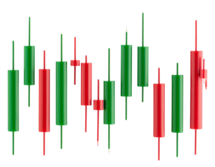  Minimalist Green and Red Candlestick Chart on Transparent Background,