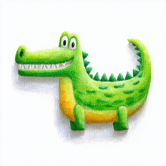 Fototapeta premium Crocodile icon with a green textured design and a wide smile, ideal for playful graphic applications.