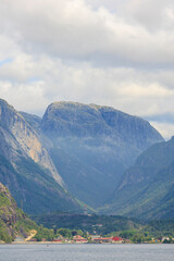 Look out of the Lysebotn with steep mountain valley, Norway summer, travel experience
