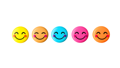 Smiling Emoji Faces Happy Expressions in Vibrant Colors