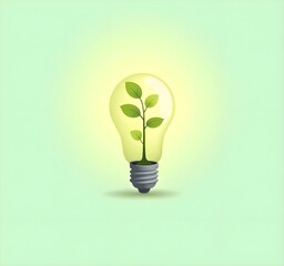 Green Plant Growing Inside Lightbulb Eco Innovation Concept