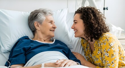 A loving granddaughter visits her elderly grandmother in the hospital, offering support and care during her illness and recovery process