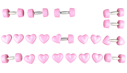 Pink Heart Dumbbells and Heart Shapes Fitness and Valentine's Day