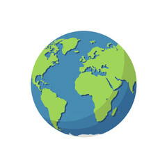 A simple, isolated illustration of planet Earth, showcasing continents and oceans.