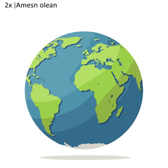 Stylized, flat design illustration of the Earth, showing continents and oceans.