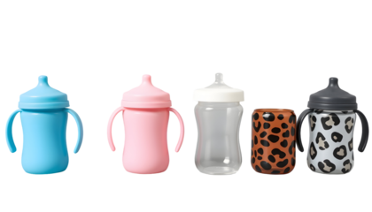 Set of Colorful Baby Bottles with Handles, for Infants
