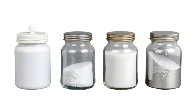 Assortment of Salt and Powdered Ingredients in Jars