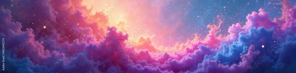 Canvas Prints ethereal, iridescent colours swirl and blend in a mesmerizing abstract painting, creating a mystical