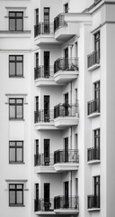 Fototapeta premium Modern apartment building facade, black and white