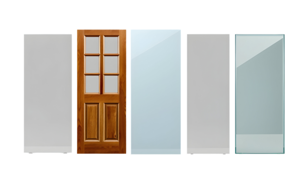 Wooden Door and Glass Panels Composition for Architectural and Interior Concepts