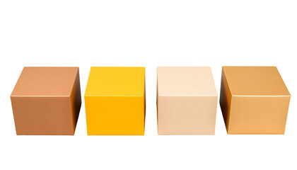 Four Colored Cubes Brown Yellow Beige and Gold