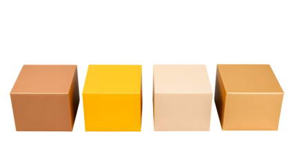 Four Colored Cubes Brown Yellow Beige and Gold