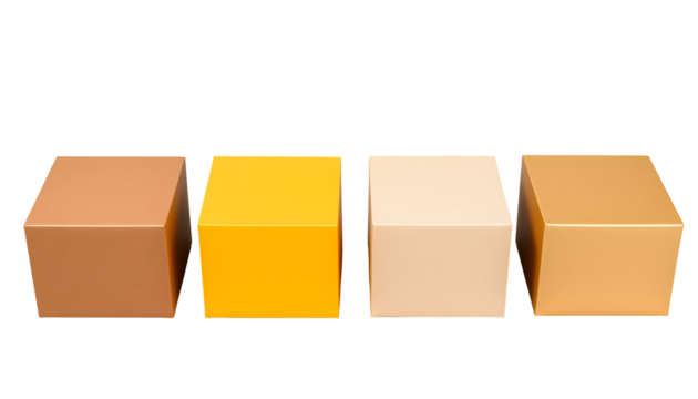 Four Colored Cubes Brown Yellow Beige and Gold