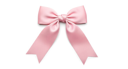 Fototapeta premium Elegant pink satin ribbon bow, isolated on white background, perfect for gift wrapping and festive decorations