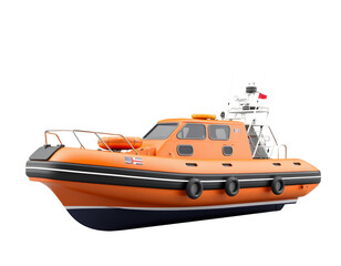 Orange rescue boat on water © MD