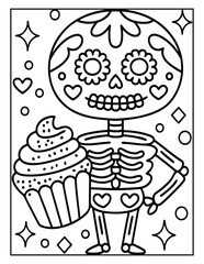 Halloween Spooky Coloring Page for Kids and Adults | Creepy and Fun Halloween Illustration