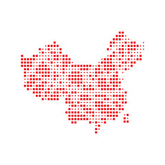 Obraz premium Red dotted square pattern of China map.