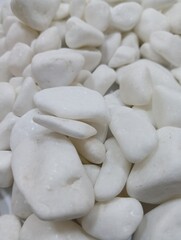 Marble Pebbles, Stones, Natural White Color, Rounded Fraction, Decor, Elite Background
