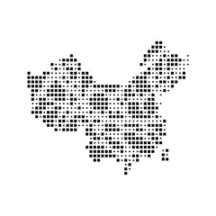 China map black dotted square pattern