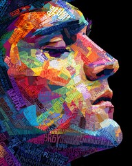Obraz premium Stylized Polygonal Face Profile