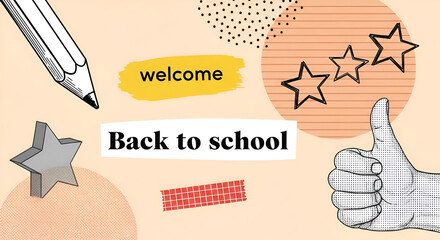 Creative "Back to School" Collage with Thumbs Up