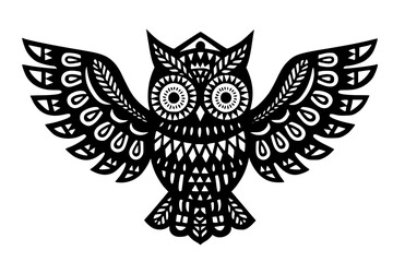 Obraz premium Whimsical owl illustration with intricate patterns for decorative art design