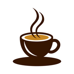 Flat style coffee cup icon with steam lines vector illustration with white background hot drink design