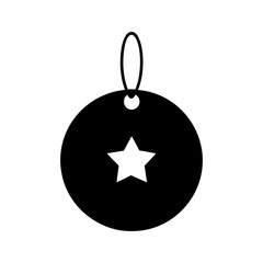 Fototapeta premium Hanging circular tag with star accent vector illustration with white background sale and offer label