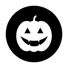 Minimal pumpkin face silhouette inside a circle vector illustration with white background Halloween design