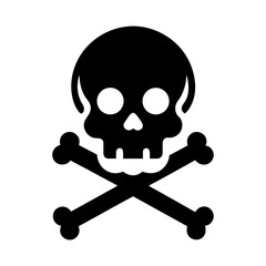 Minimal skull and crossbones silhouette vector art with white background spooky danger Halloween design
