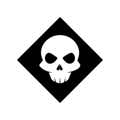 Minimal skull silhouette inside a small diamond shape vector illustration with white background spooky design