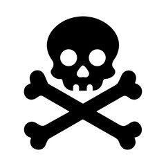 Minimal skull and crossbones silhouette vector illustration with white background Halloween pirate icon