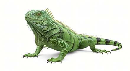 Fototapeta premium Green Iguana Portrait on White Background