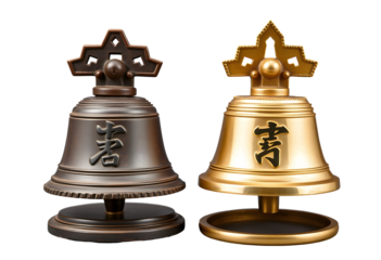 Golden and Bronze Bells with Chinese Characters