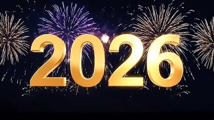 Happy new year 2026 fireworks background  - Powered by Adobe