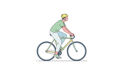 Fototapeta premium Minimalist Illustration of a Cyclist on a Road Bike Against a White Background, Suitable for Fitness, Transportation, and Active Lifestyle Content