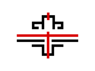 Obraz premium Red cross graphic against black background