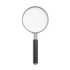 Magnifying glass isolated on a transparent background, tool for detailed examination and investigation, evokes curiosity and discovery in scientific contexts