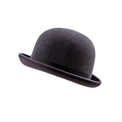 Classic bowler hat isolated on a transparent background, evokes vintage fashion and timeless elegance, perfect for historical or theatrical themes