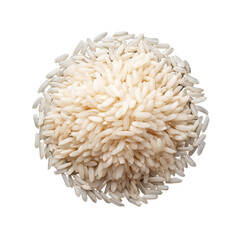 A mound of uncooked rice isolated on a transparent background, showcasing texture and grain detail, perfect for culinary themes or Asian cuisine concepts