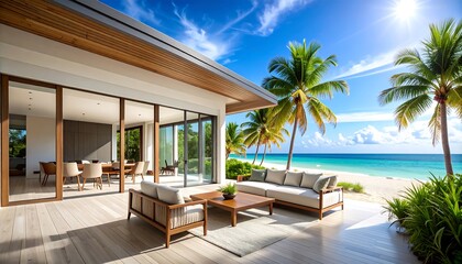 Tropical beachfront house