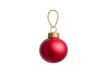 Red Christmas ornament isolated on a transparent background, festive decoration symbolizing holiday cheer, perfect for seasonal celebrations and winter decor