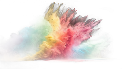 High-resolution PNG of a colorful powder explosion isolated on transparent background
